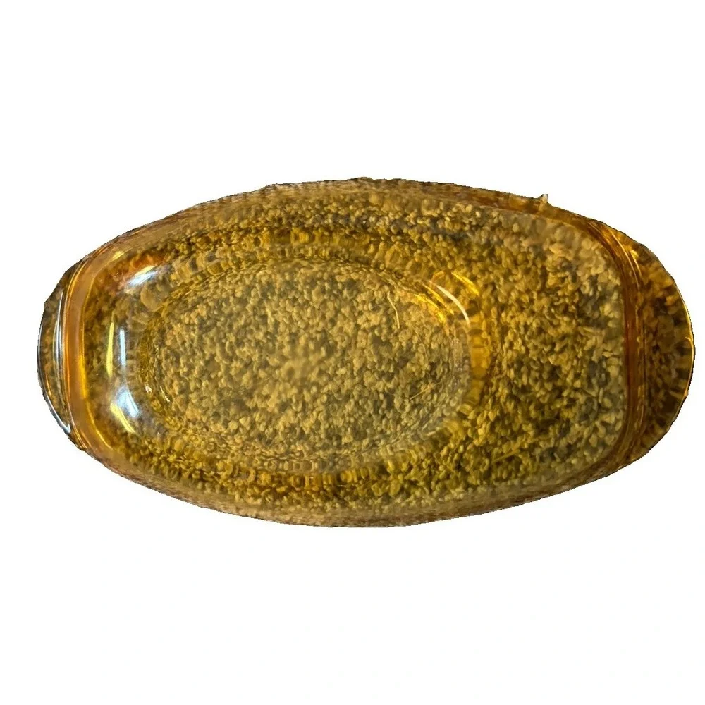 Vtg Amber Glass Oval Baking Dish Casserole 8.5